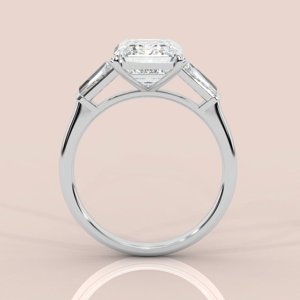 IGI Certified Emerald & Side Diamond Trilogy Ring Platinum 2.50Ct - 3.50Ct