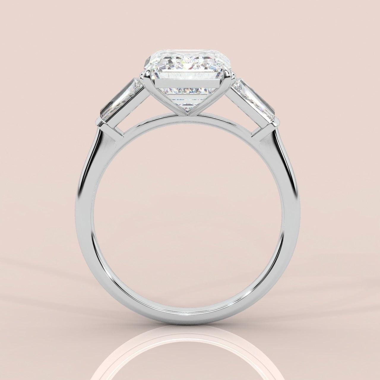 IGI Certified Emerald & Side Diamond Trilogy Ring Platinum 2.50Ct - 3.50Ct