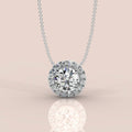 IGI Certified D/VS Round Diamond Halo Pendant Necklace for Women in Gold 1.00Ct