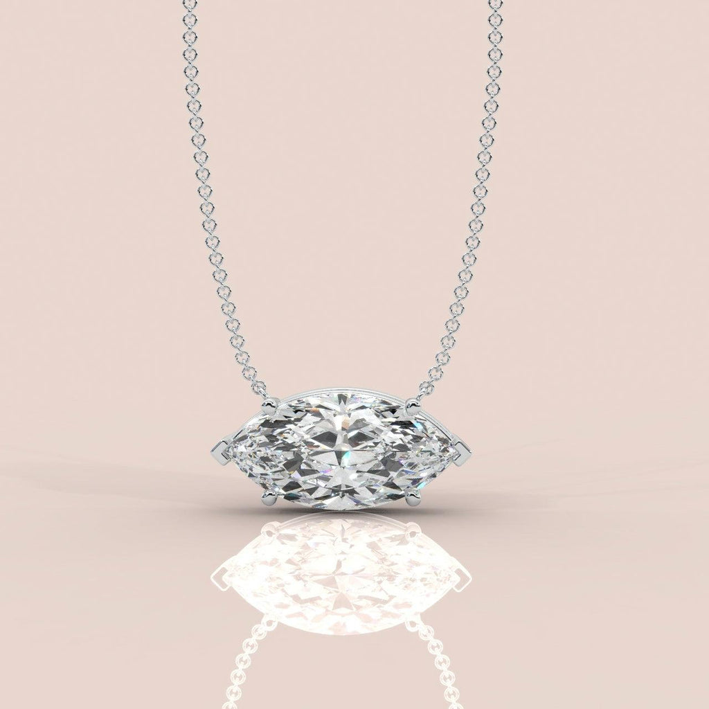 IGI Certified Marquise Diamond Solitaire Pendant Necklace for Women in 18k Gold 1.00Ct