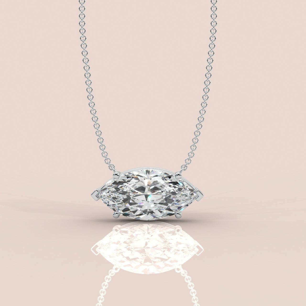 IGI Certified Marquise Diamond Solitaire Pendant Necklace for Women in 18k Gold 1.00Ct