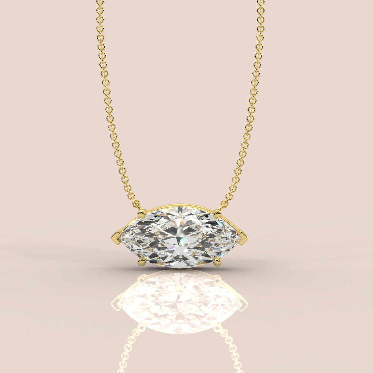 IGI Certified Marquise Diamond Solitaire Pendant Necklace for Women in 18k Gold 1.00Ct