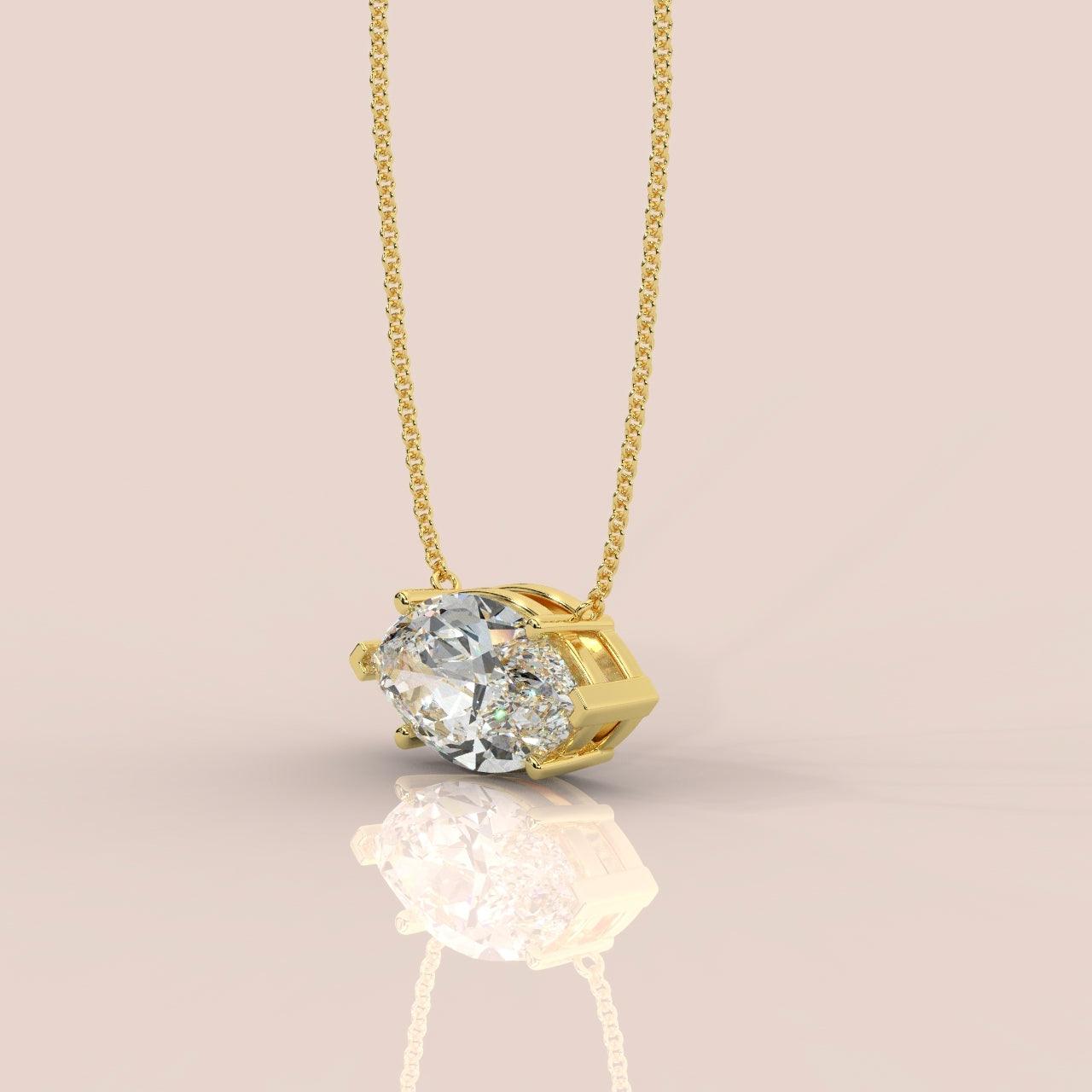 IGI Certified Marquise Diamond Solitaire Pendant Necklace for Women in 18k Gold 1.00Ct