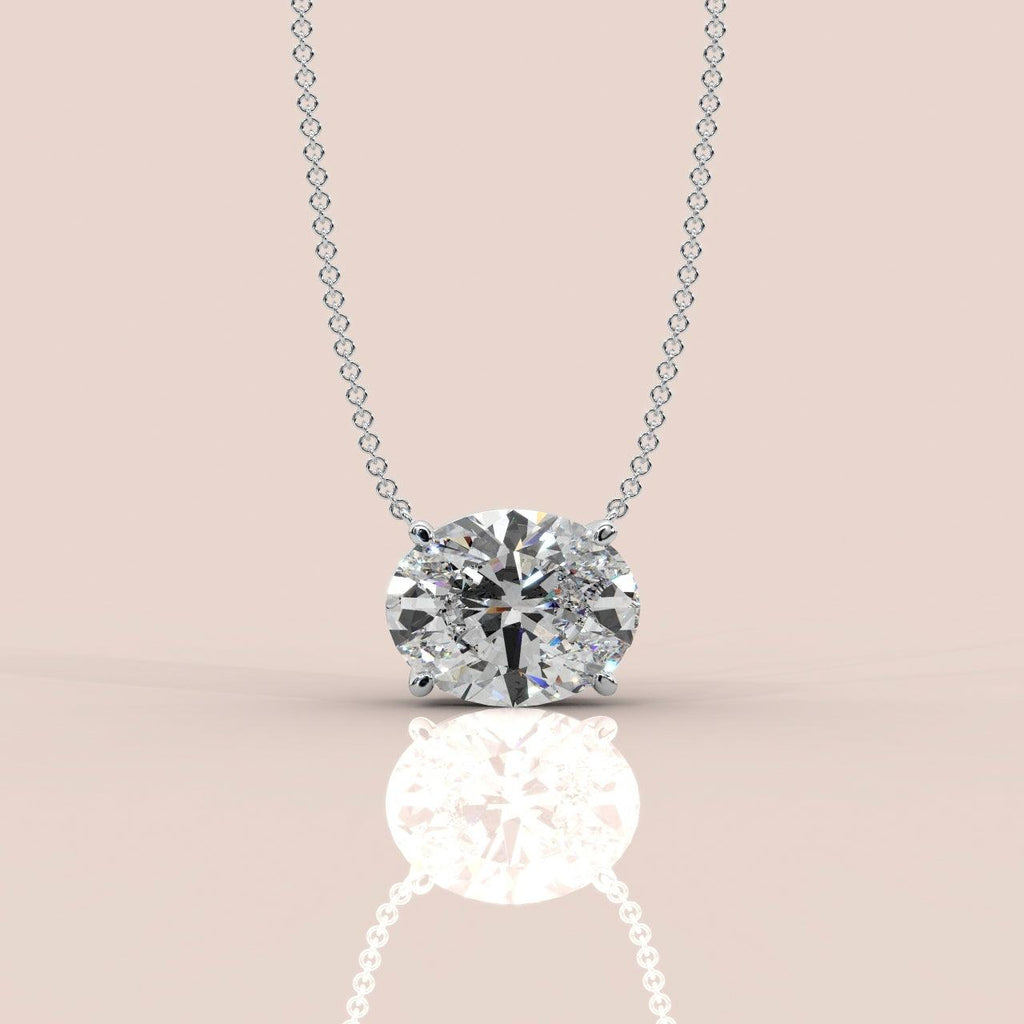 IGI Certified Oval Diamond Solitaire Pendant Necklace for Women in 18k Gold 1.00Ct-3.00Ct