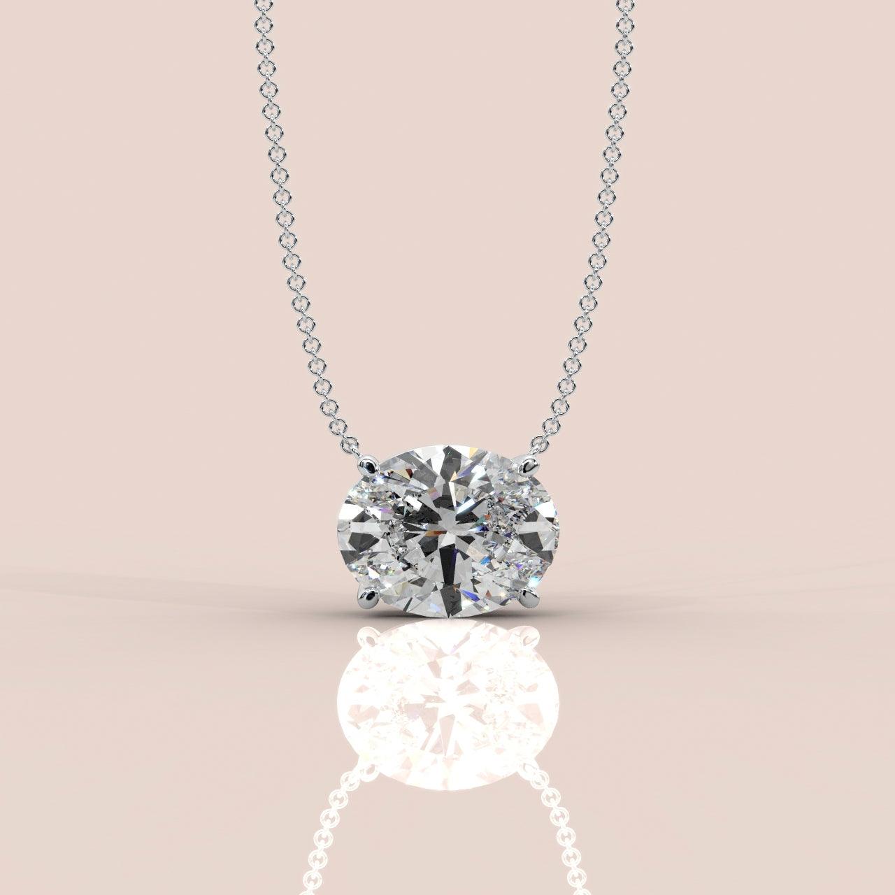 IGI Certified Oval Diamond Solitaire Pendant Necklace for Women in 18k Gold 1.00Ct-3.00Ct