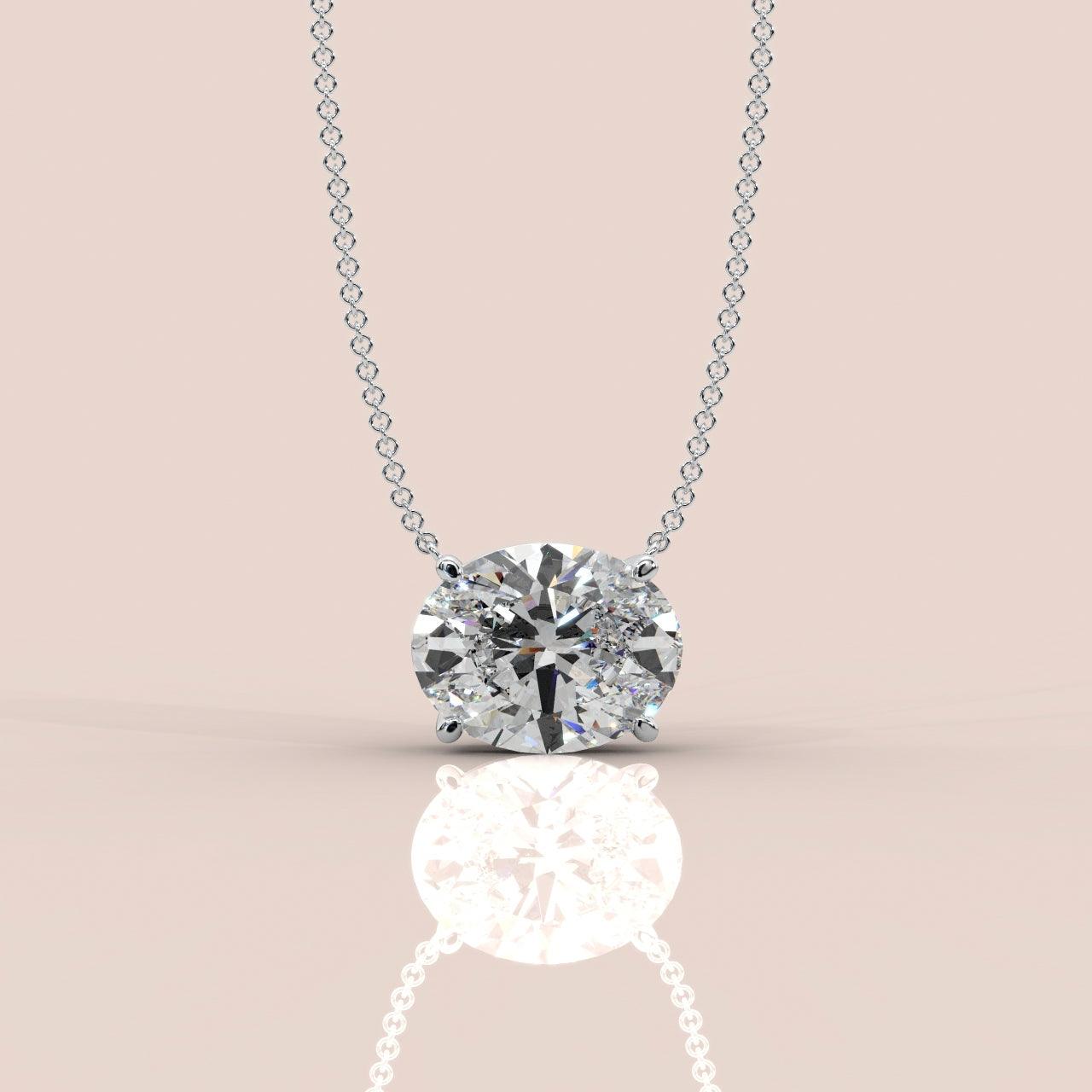 IGI Certified Oval Diamond Solitaire Pendant Necklace for Women in 18k Gold 1.00Ct-3.00Ct