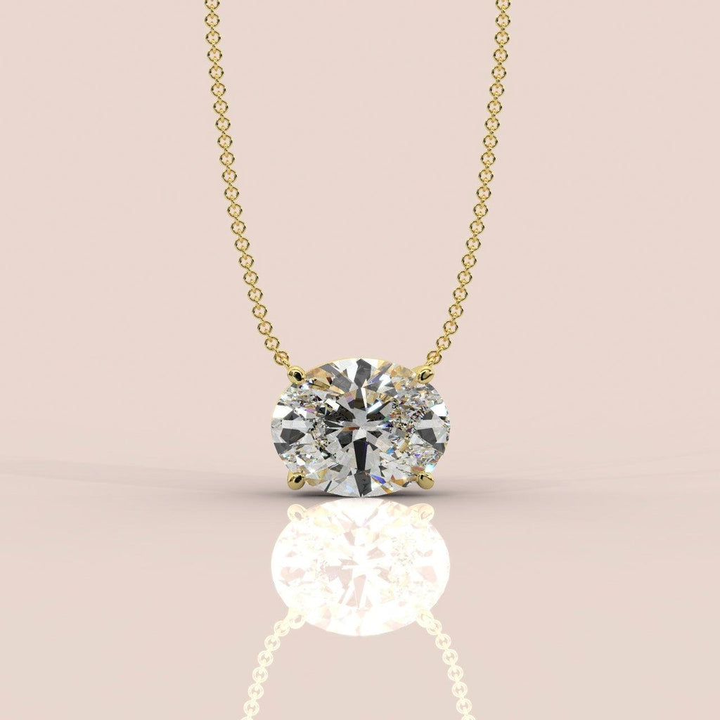 IGI Certified Oval Diamond Solitaire Pendant Necklace for Women in 18k Gold 1.00Ct-3.00Ct