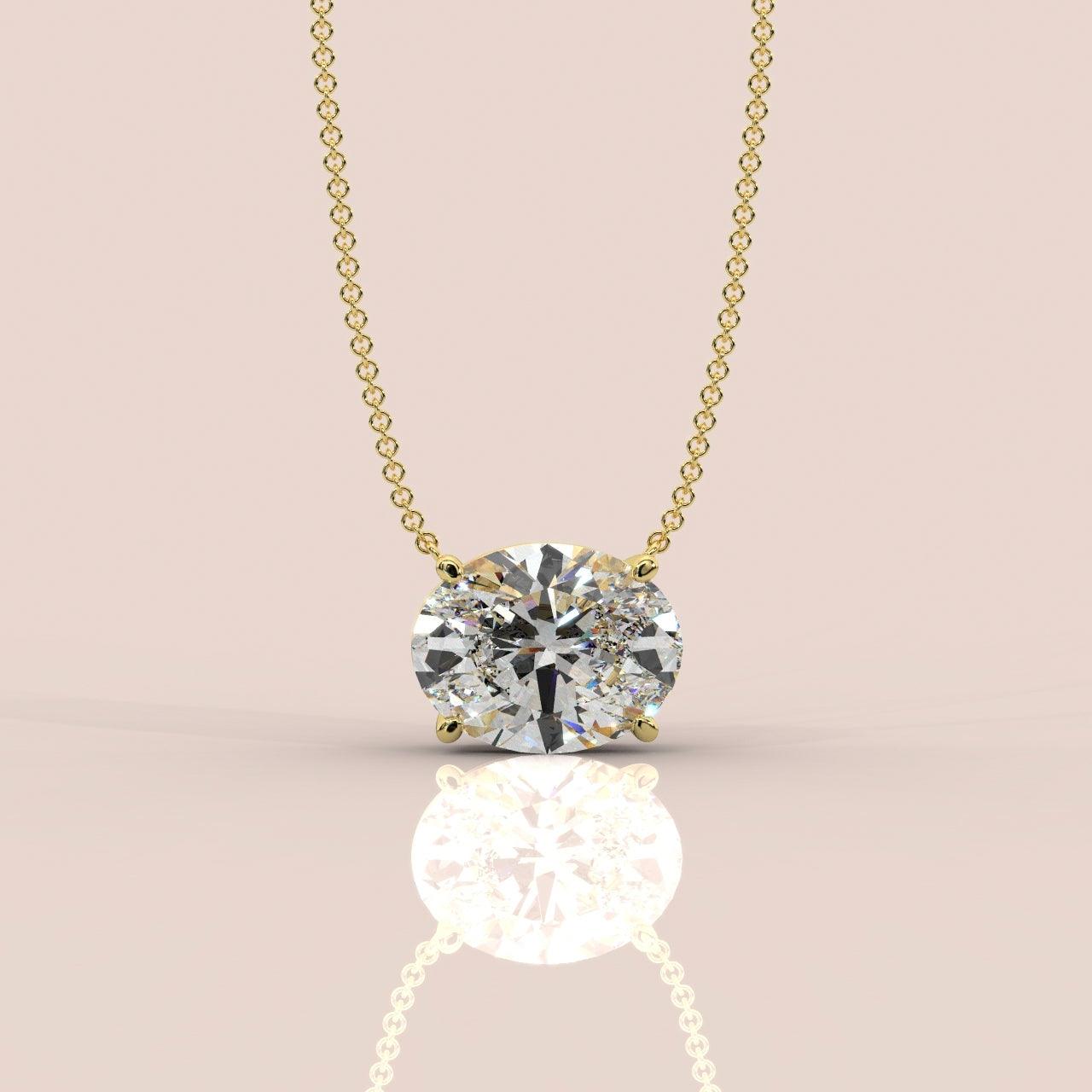 IGI Certified Oval Diamond Solitaire Pendant Necklace for Women in 18k Gold 1.00Ct-3.00Ct