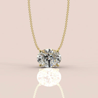 IGI Certified Oval Diamond Solitaire Pendant Necklace for Women in 18k Gold 1.00Ct-3.00Ct