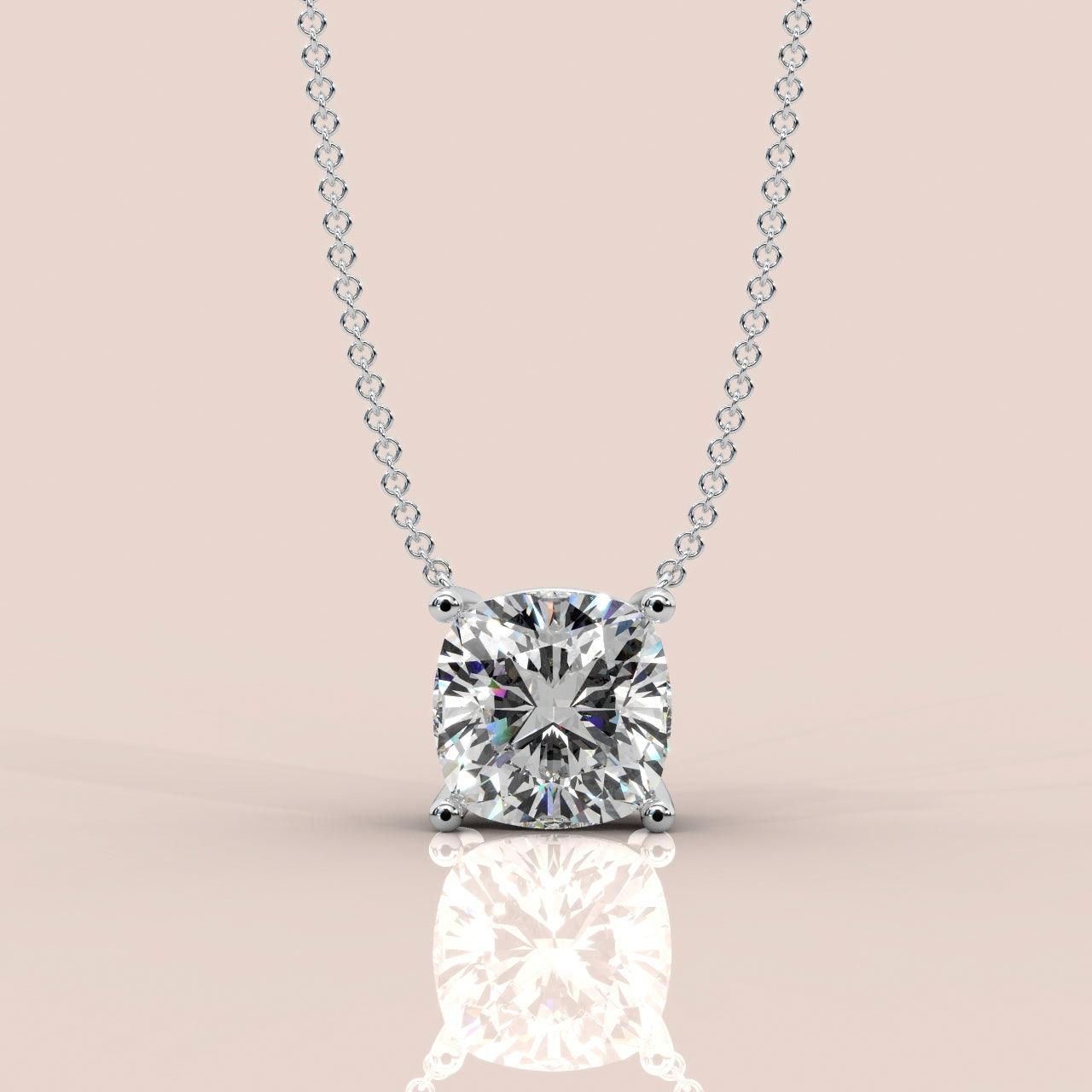 IGI Certified Cushion Diamond Solitaire Pendant Necklace for Women in 18k Gold 1.00Ct