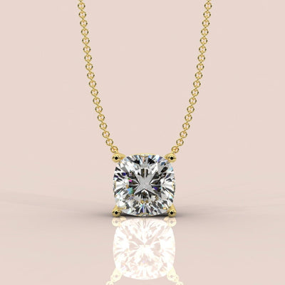 IGI Certified Cushion Diamond Solitaire Pendant Necklace for Women in 18k Gold 1.00Ct