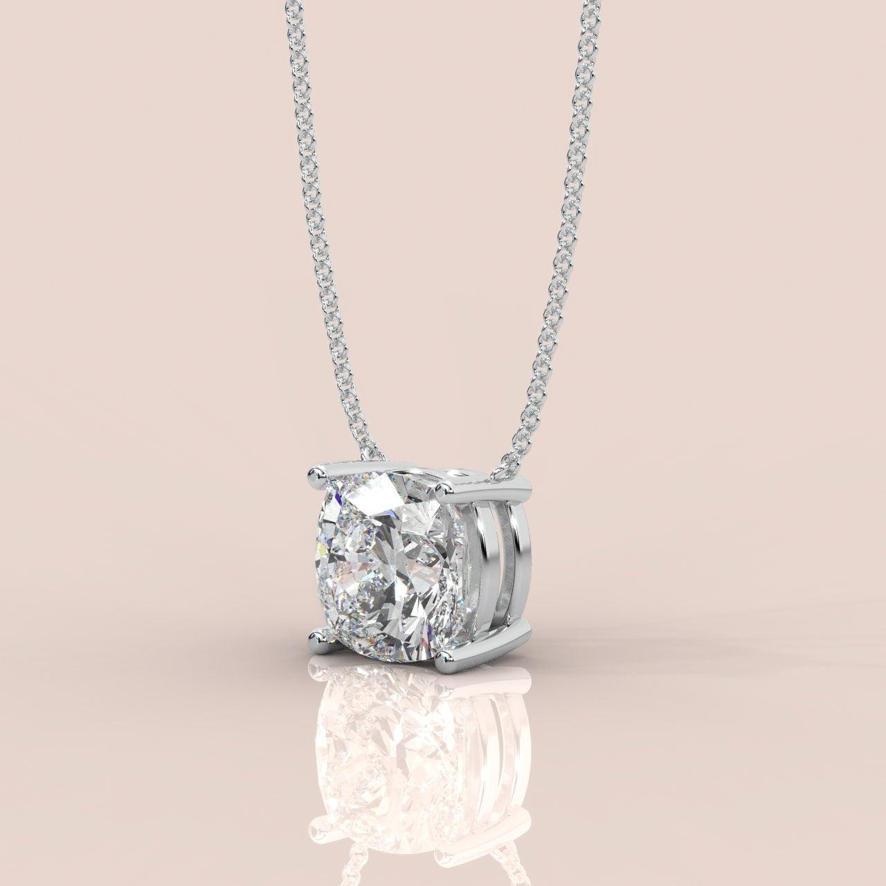 IGI Certified Cushion Diamond Solitaire Pendant Necklace for Women in 18k Gold 1.00Ct