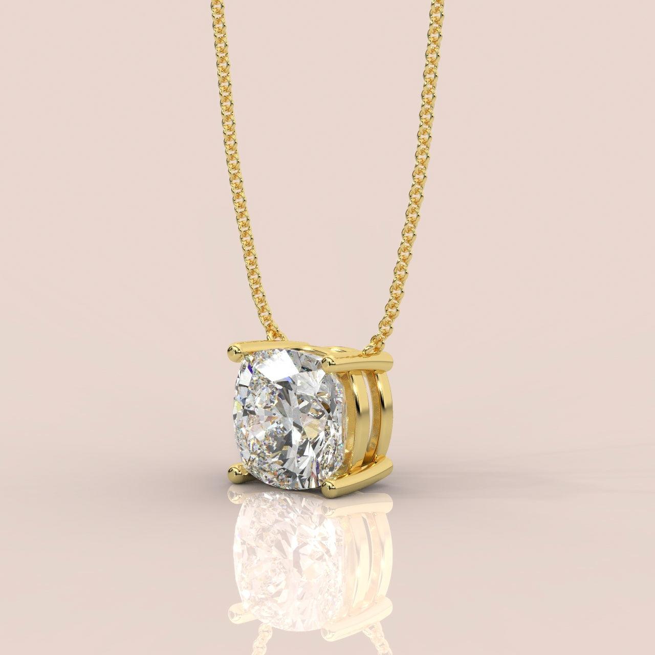 IGI Certified Cushion Diamond Solitaire Pendant Necklace for Women in 18k Gold 1.00Ct