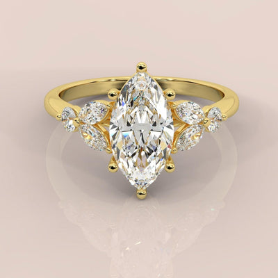 Clearance ! Best Quality 3.50Ct Marquise & Side Diamond Designer Ring