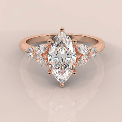 Clearance ! Best Quality 3.50Ct Marquise & Side Diamond Designer Ring