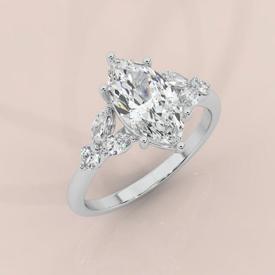 Clearance ! Best Quality 3.50Ct Marquise & Side Diamond Designer Ring