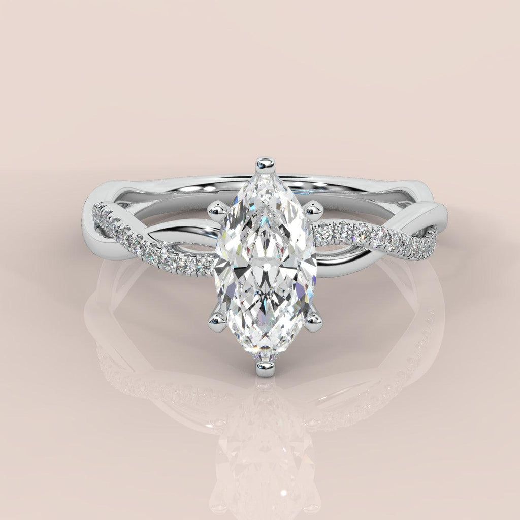 Clearance ! Best Quality 3.20Ct Marquise & Side Diamond Twisted Engagement Ring