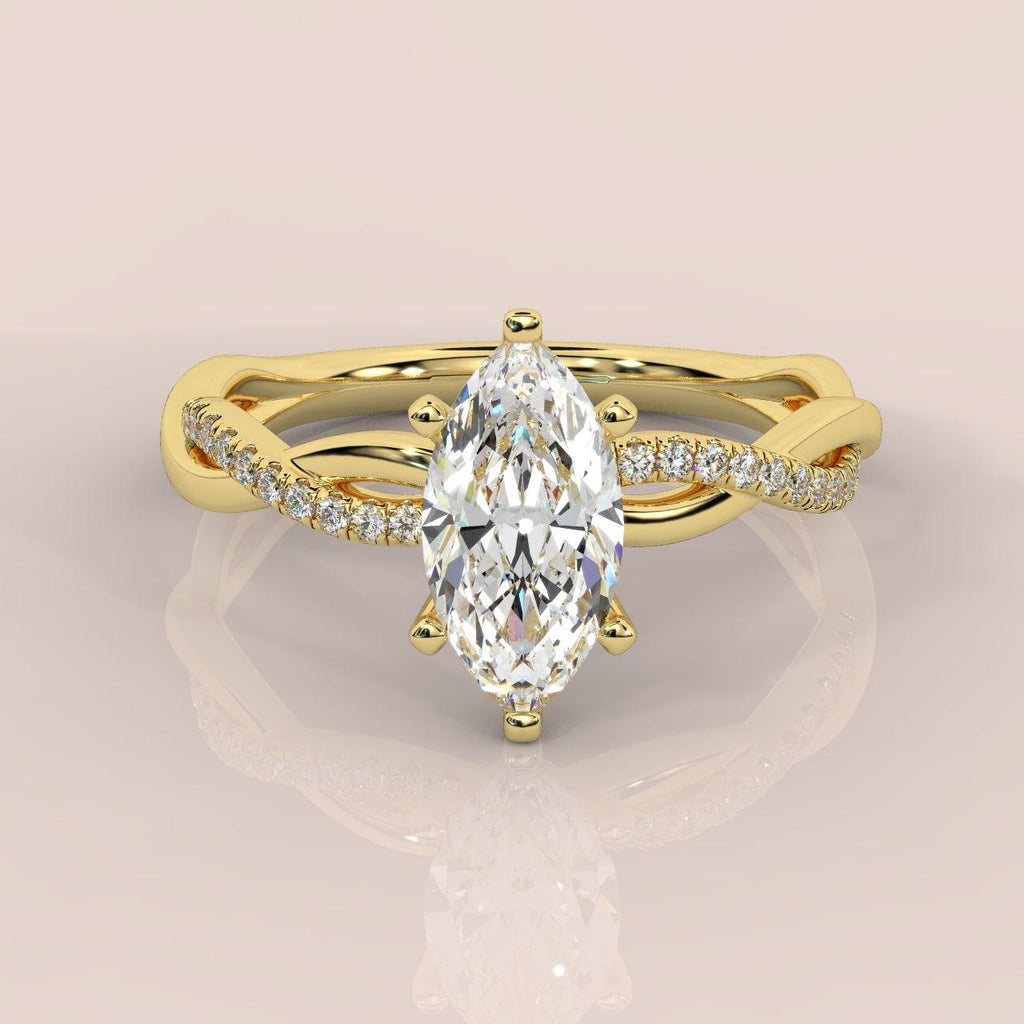 Clearance ! Best Quality 3.20Ct Marquise & Side Diamond Twisted Engagement Ring