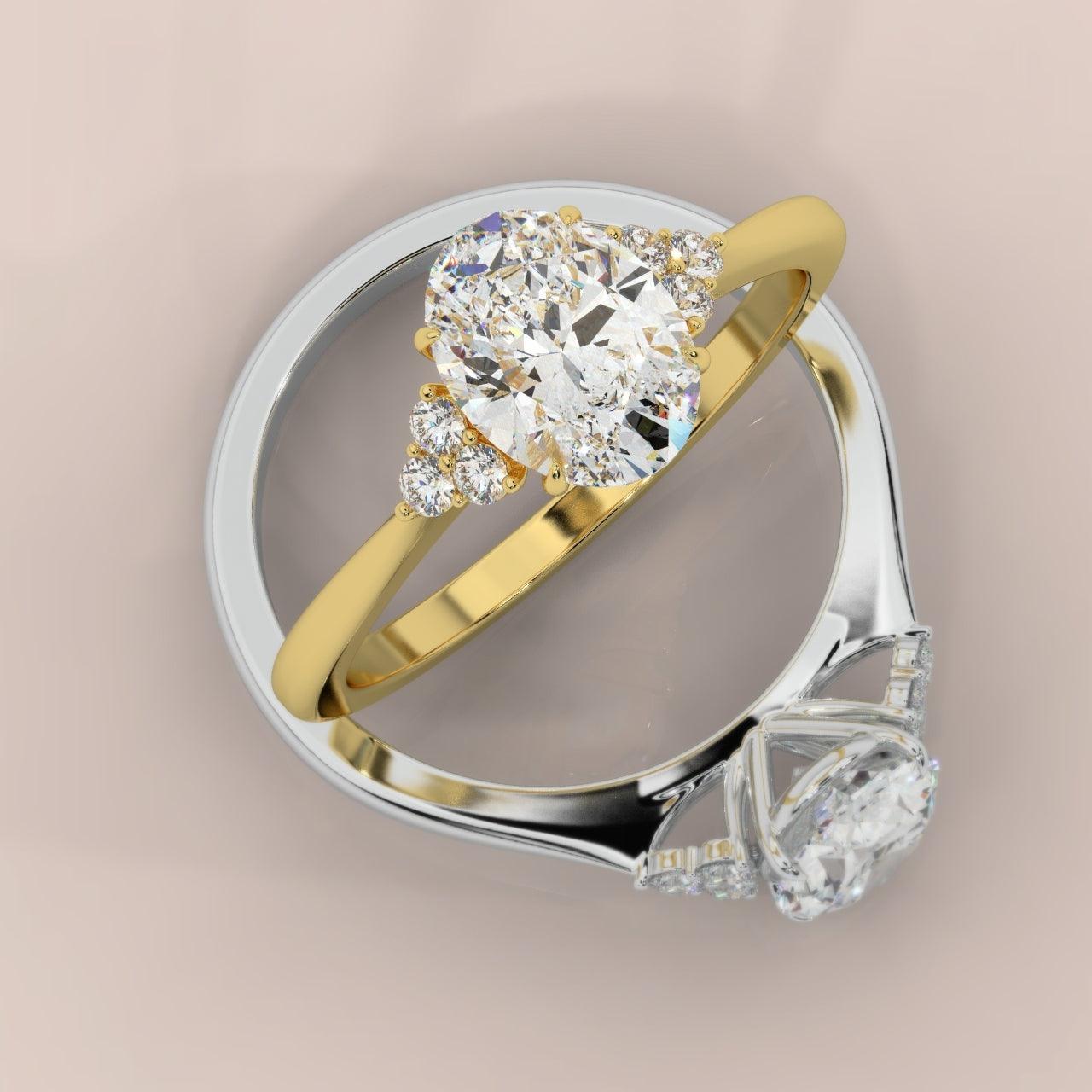 IGI Certified D/VS Oval Diamond Comfort Fit Engagement Ring set in Platinum / 18k Gold 1.15Carat