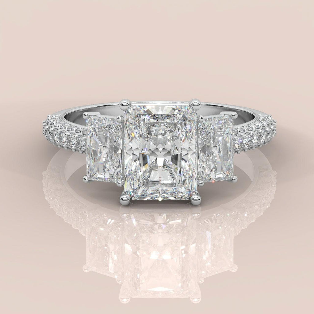 Certified Radiant Lab Diamond Designer Engagement Ring In Platinum 5.50Ct E/VS