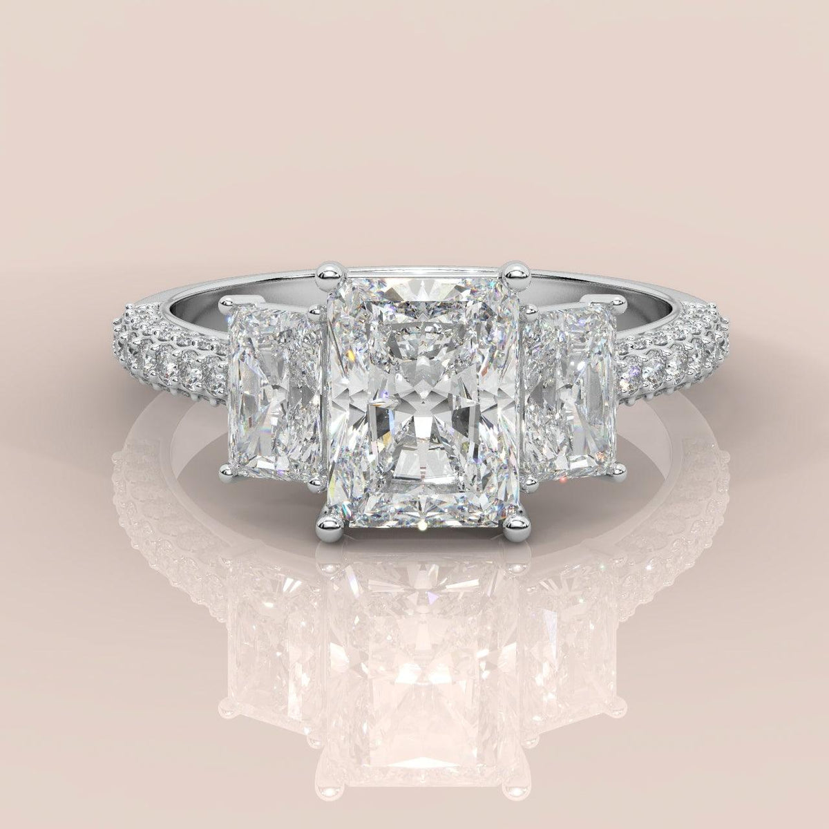 Certified Radiant Lab Diamond Designer Engagement Ring In Platinum 5.50Ct E/VS