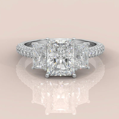 Radiant Diamond Designer Engagement Ring In Platinum 5.50 Carat E/VS