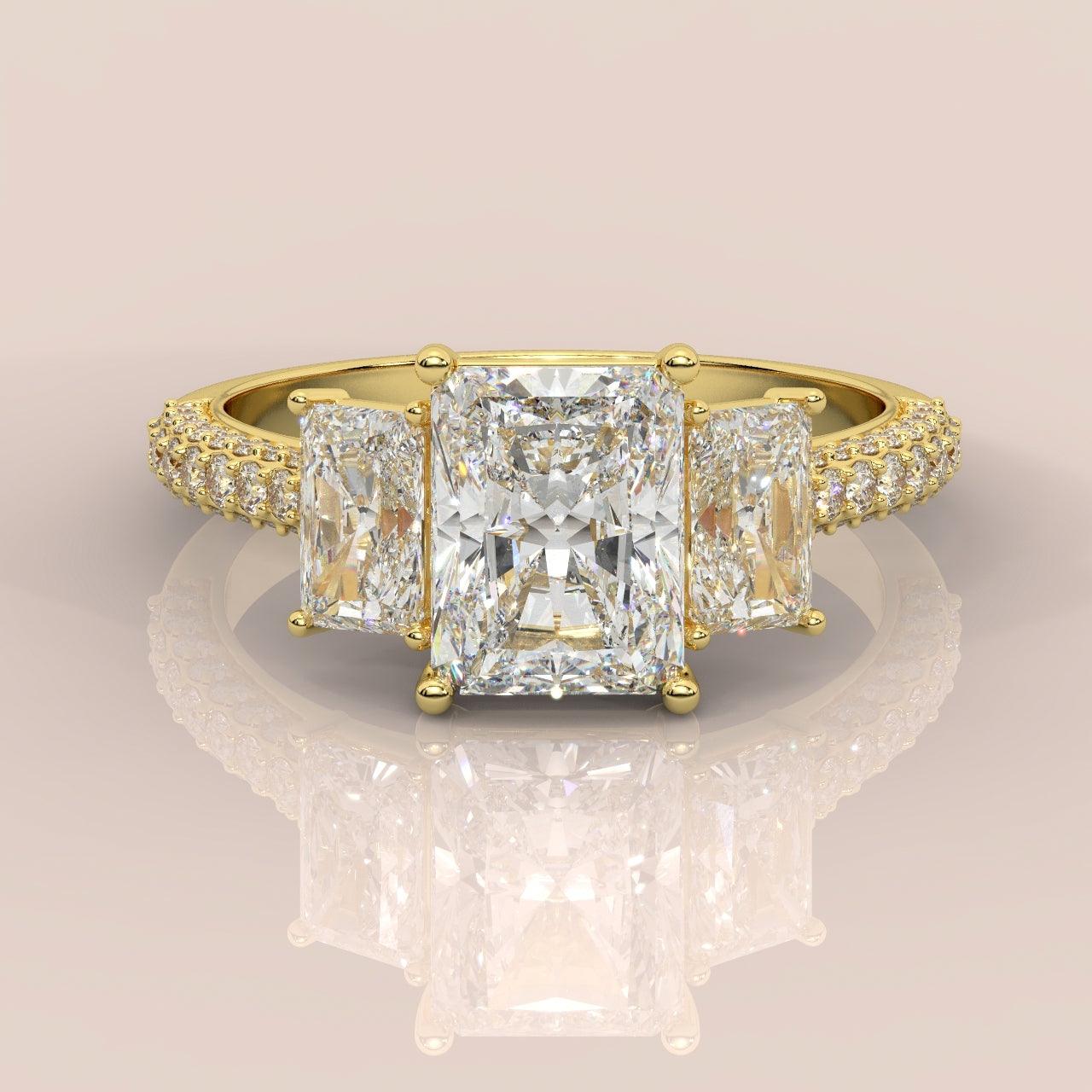 Certified Radiant Lab Diamond Designer Engagement Ring In Platinum 5.50Ct E/VS