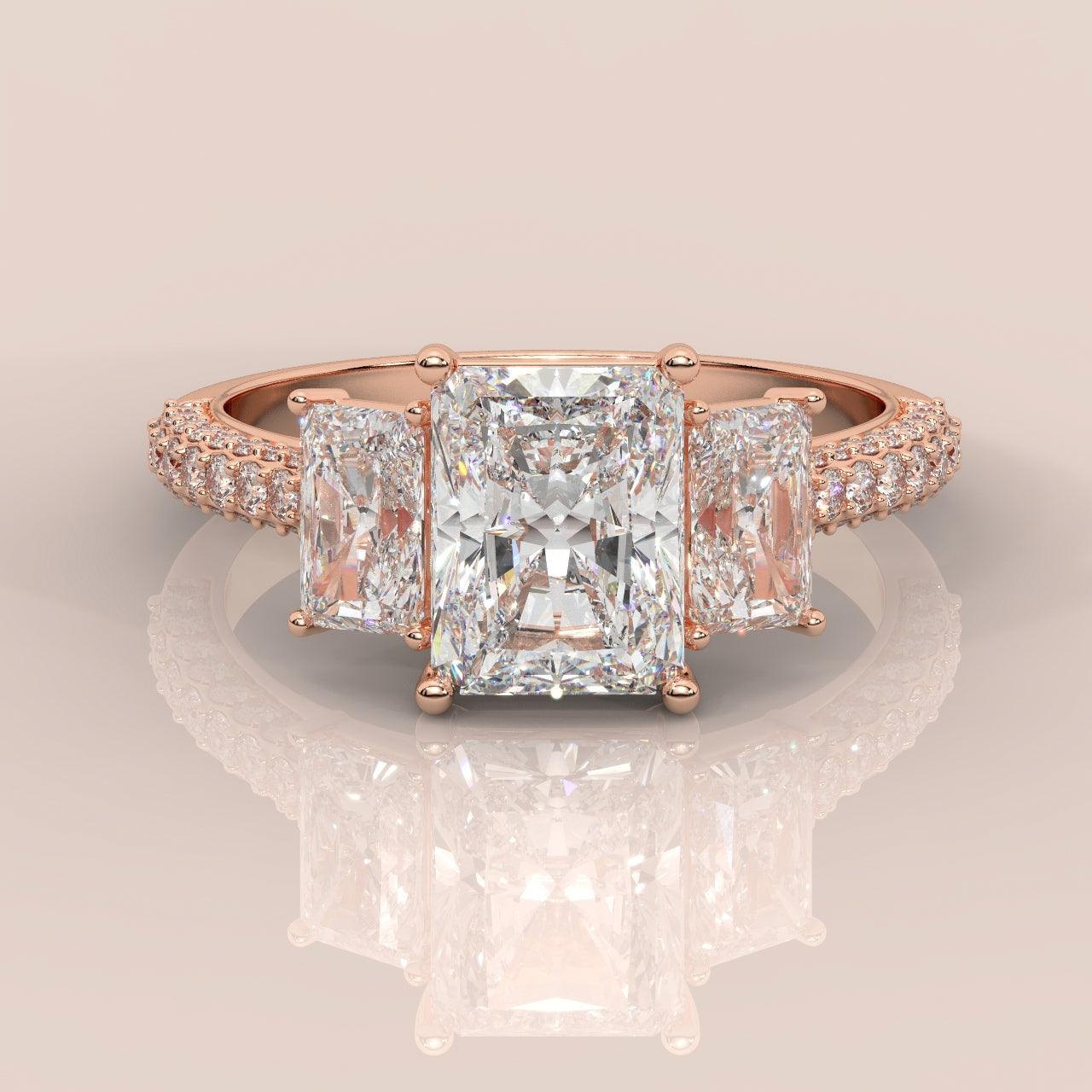 Certified Radiant Lab Diamond Designer Engagement Ring In Platinum 5.50Ct E/VS