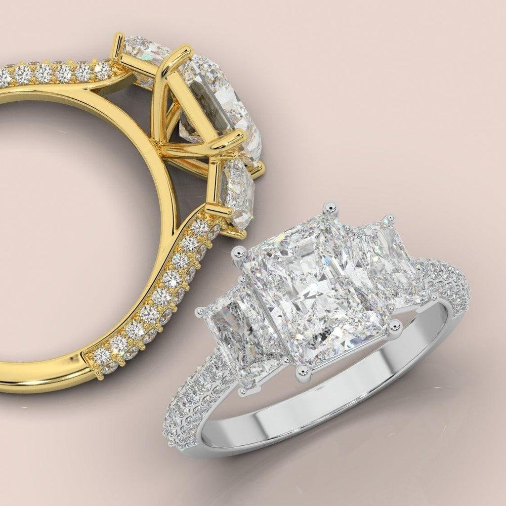 Certified Radiant Lab Diamond Designer Engagement Ring In Platinum 5.50Ct E/VS