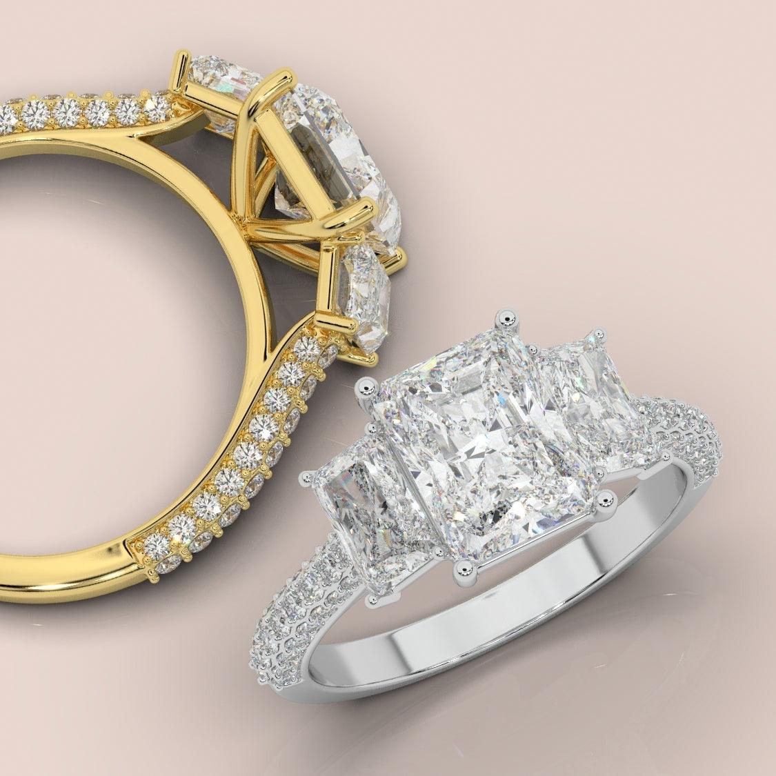 Certified Radiant Lab Diamond Designer Engagement Ring In Platinum 5.50Ct E/VS