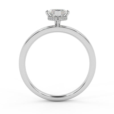 Certified Marquise Diamond Hidden Halo Engagement Ring