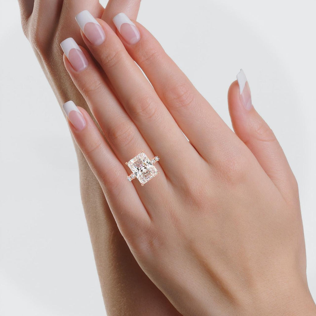 IGI Certified Radiant Diamond Hidden Halo Engagement Ring Platinum 4.50Ct