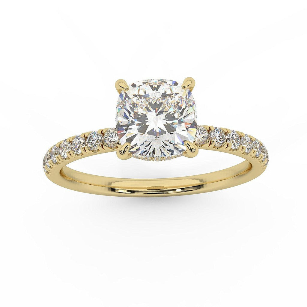 IGI Certified 1.80Ct Cushion & Round Diamond Hidden Halo Engagement Ring in Platinum , 18k Gold