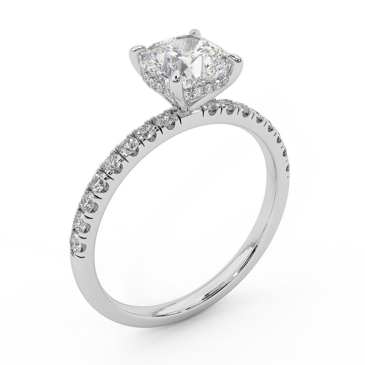 Clearance ! IGI Certified Cushion Diamond Hidden Halo Engagement Ring Platinum 1.40Ct E/VS