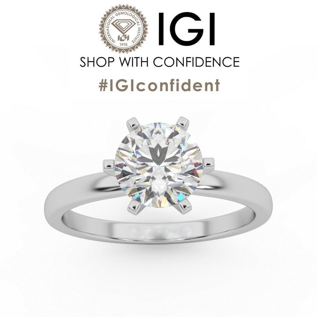Clearance IGI Certified D-F/VS 4.00Ct Round Diamond Solitaire Engagement Ring in Platinum