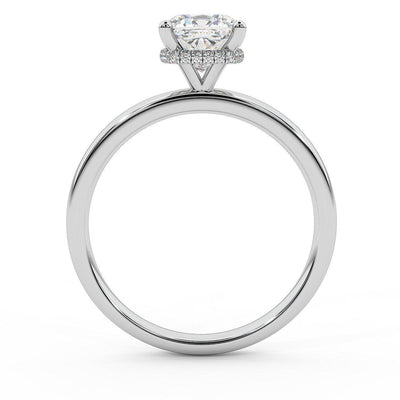 Certified Cushion Diamond Hidden Halo Engagement Ring