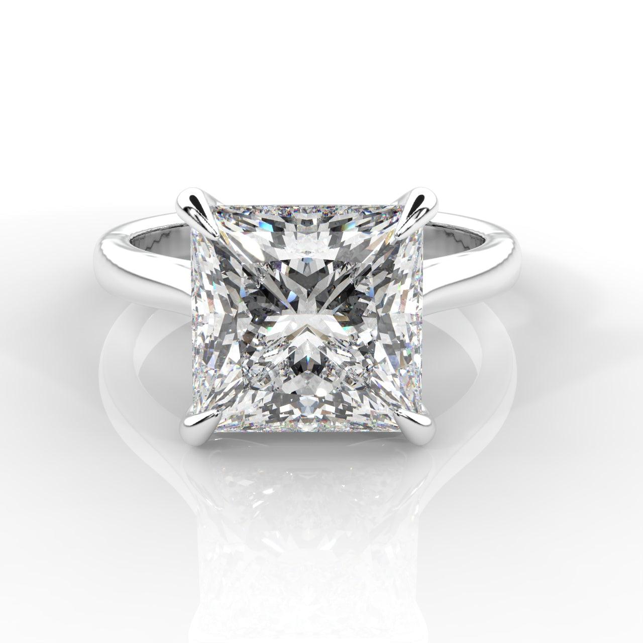 Clearance F/VS 3.00Ct - 4.00Ct Princess Diamond Engagement Ring in Platinum (Stone Size 8.60mm)