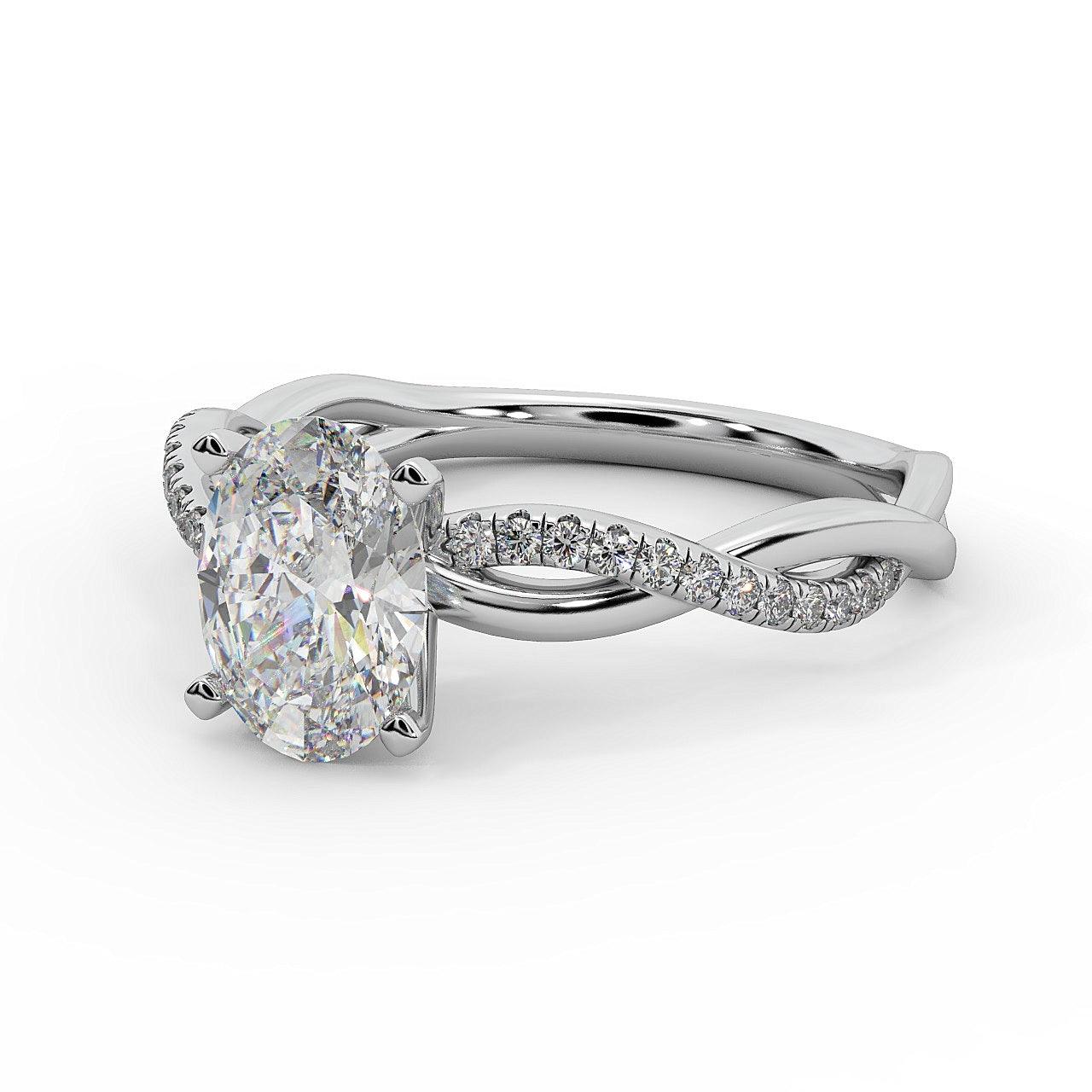 IGI Certified E/VS Oval & Diamond Engagement Ring in Platinum , 18k Gold 1.00Ct - 3.00Ct