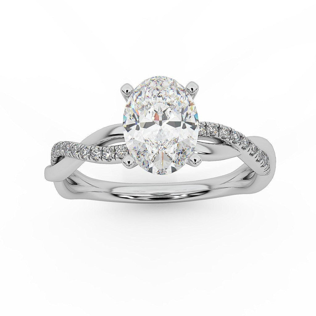 IGI Certified E/VS Oval & Diamond Engagement Ring in Platinum , 18k Gold 1.00Ct - 3.00Ct