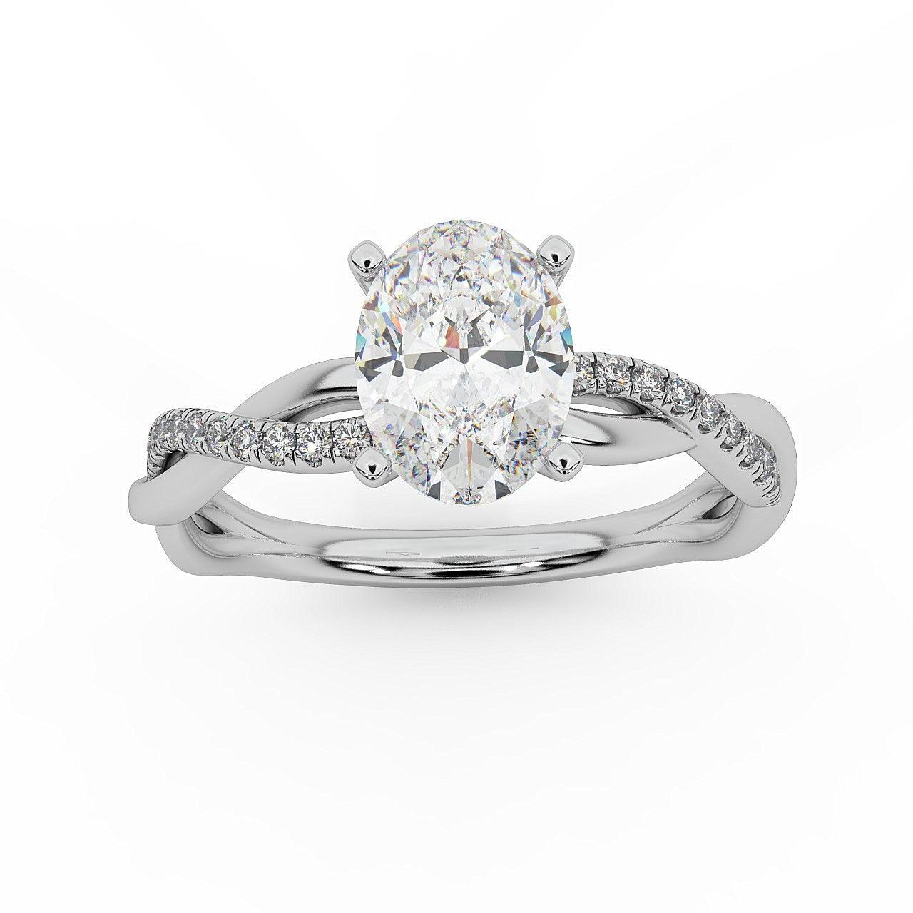 IGI Certified E/VS Oval & Diamond Engagement Ring in Platinum , 18k Gold 1.00Ct - 3.00Ct