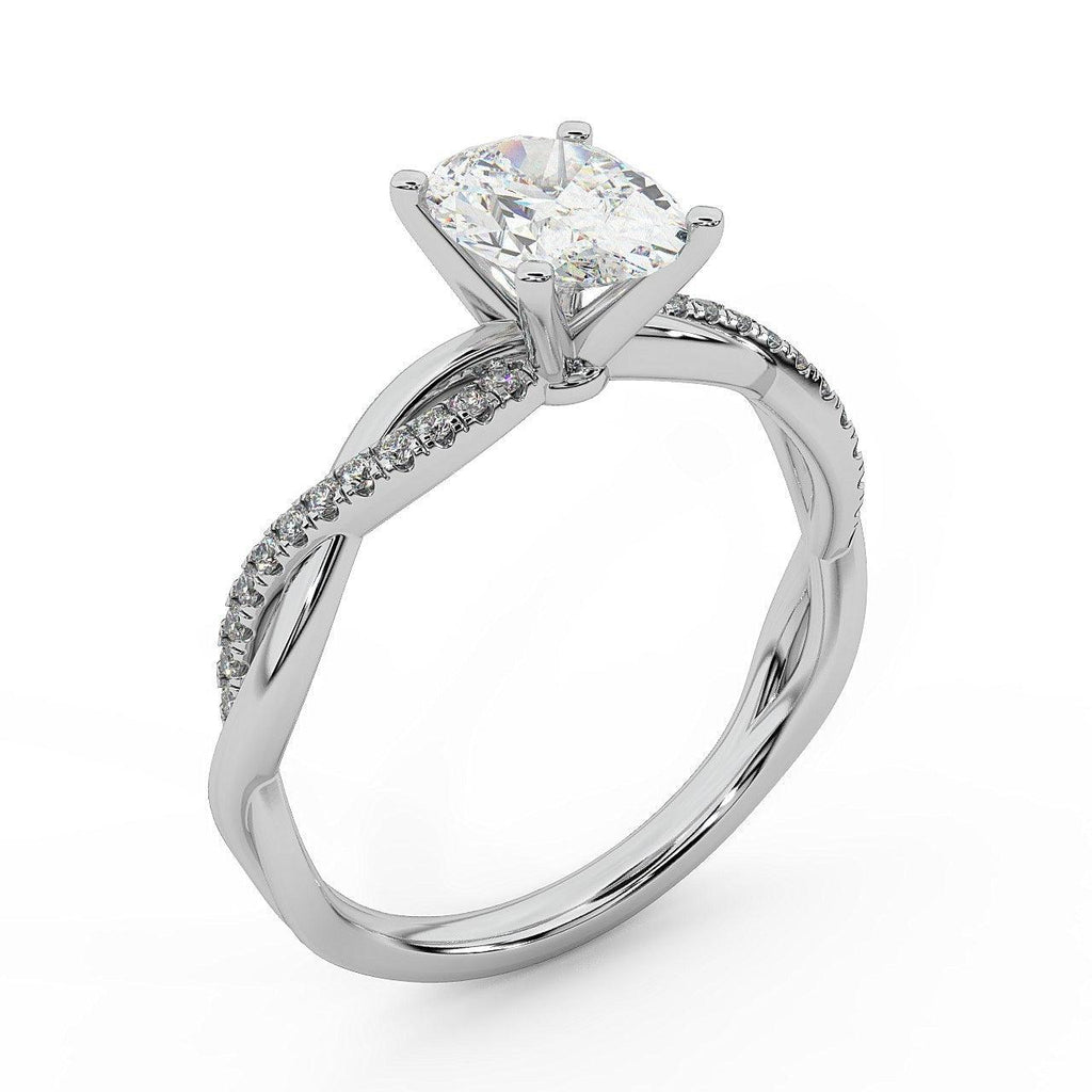 IGI Certified E/VS Oval & Diamond Engagement Ring in Platinum , 18k Gold 1.00Ct - 3.00Ct