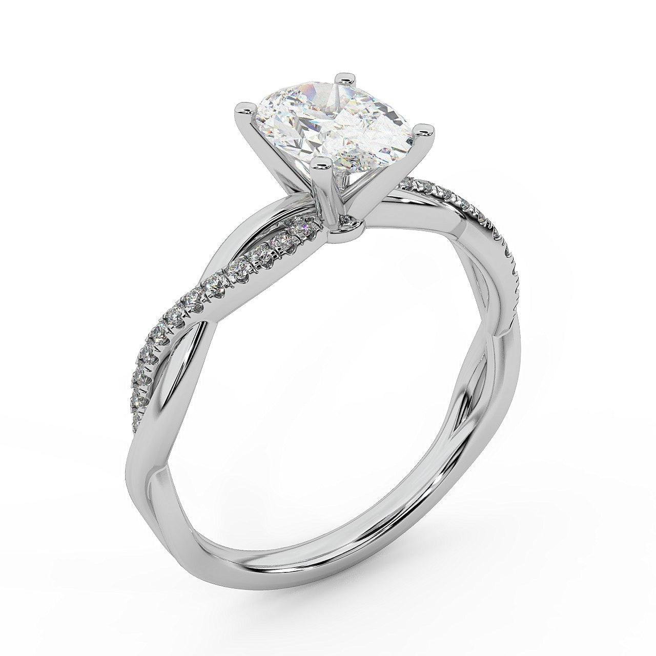 IGI Certified E/VS Oval & Diamond Engagement Ring in Platinum , 18k Gold 1.00Ct - 3.00Ct