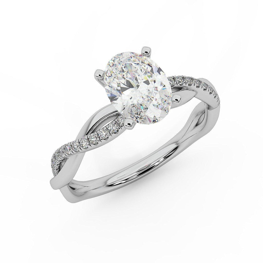 IGI Certified E/VS Oval & Diamond Engagement Ring in Platinum , 18k Gold 1.00Ct - 3.00Ct