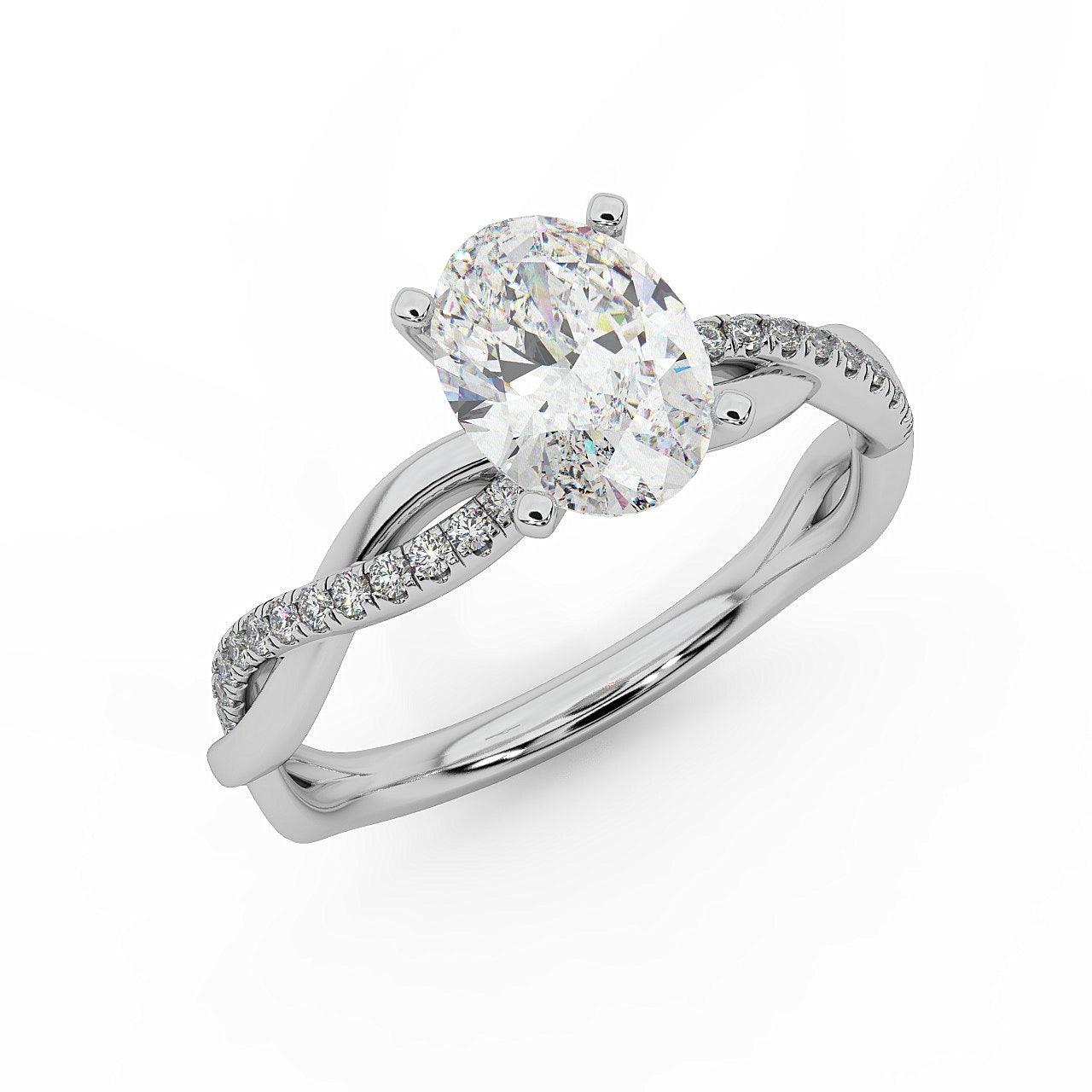 IGI Certified E/VS Oval & Diamond Engagement Ring in Platinum , 18k Gold 1.00Ct - 3.00Ct