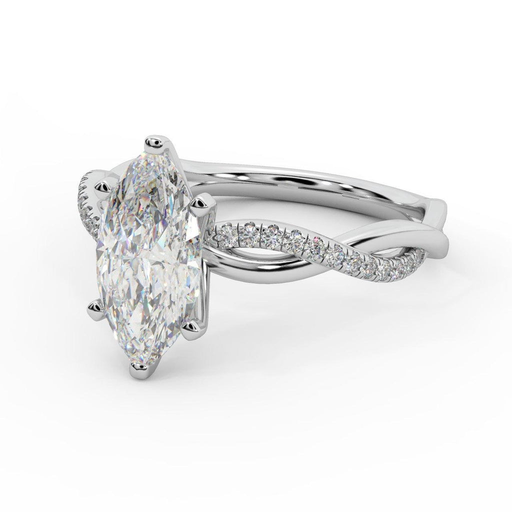 Clearance ! Best Quality 3.20Ct Marquise & Side Diamond Twisted Engagement Ring