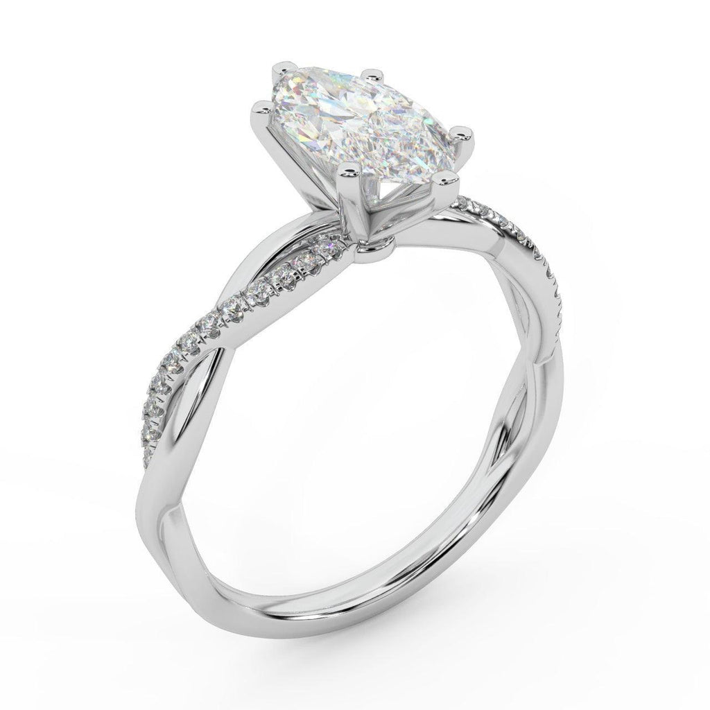 Clearance ! Best Quality 3.20Ct Marquise & Side Diamond Twisted Engagement Ring