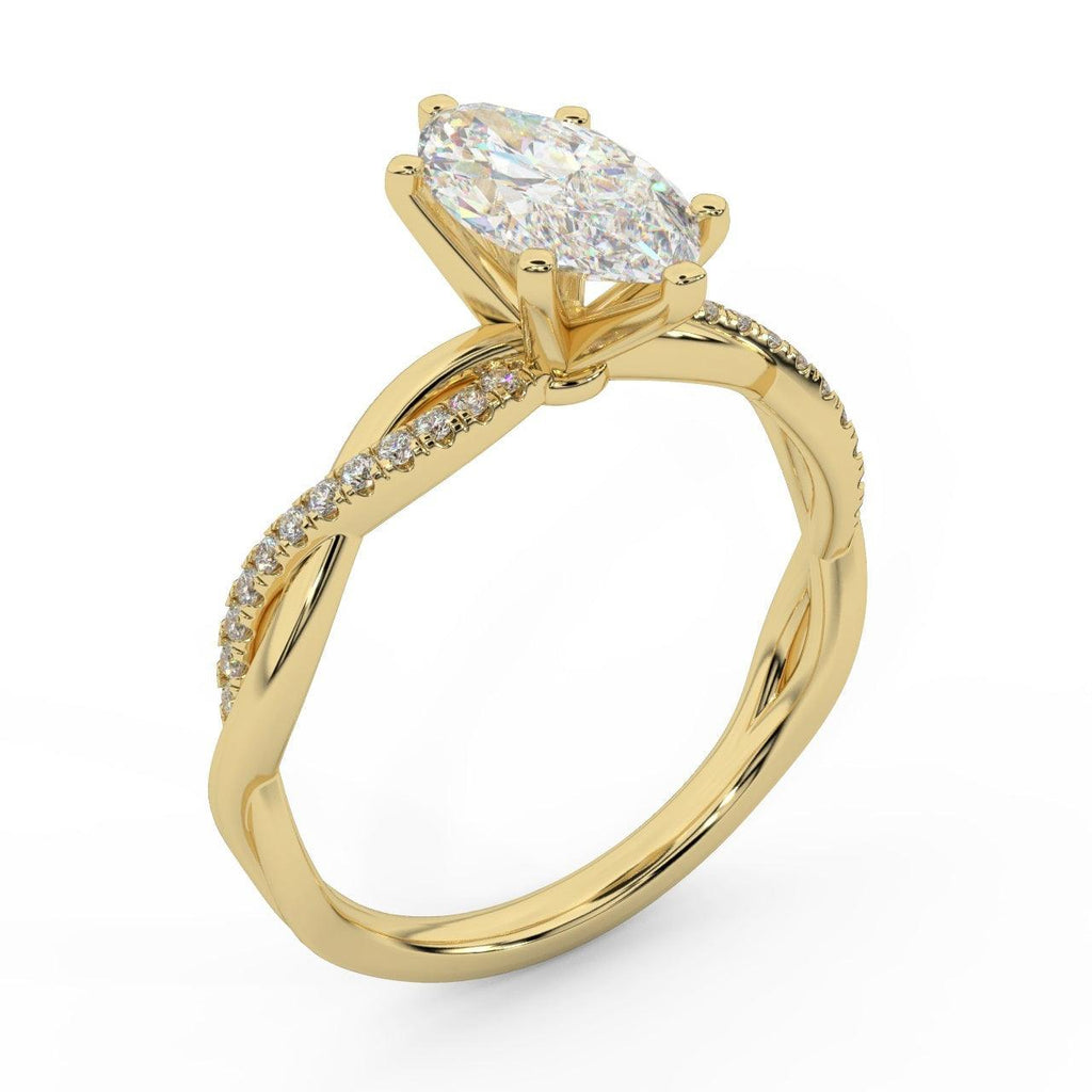 Clearance ! Best Quality 3.20Ct Marquise & Side Diamond Twisted Engagement Ring
