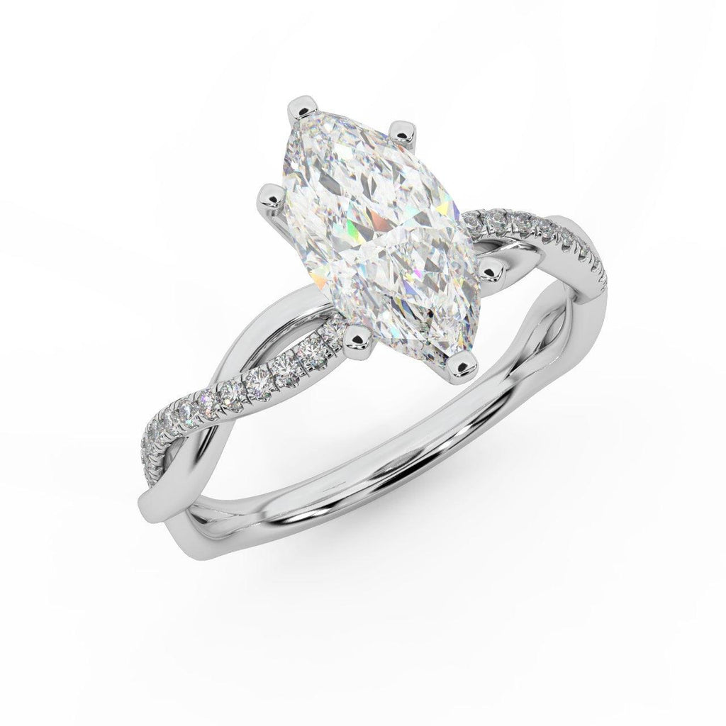 Clearance ! Best Quality 3.20Ct Marquise & Side Diamond Twisted Engagement Ring