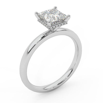 Certified Princess Diamond Hidden Halo Engagement Ring