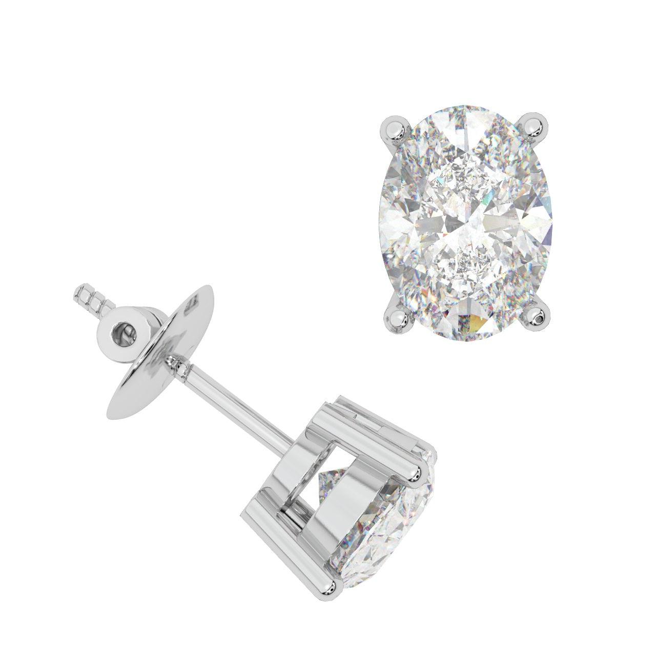 Special Gift ! 1.10Ct D/VS Oval Cut Diamond Stud Earrings In 18K White Gold